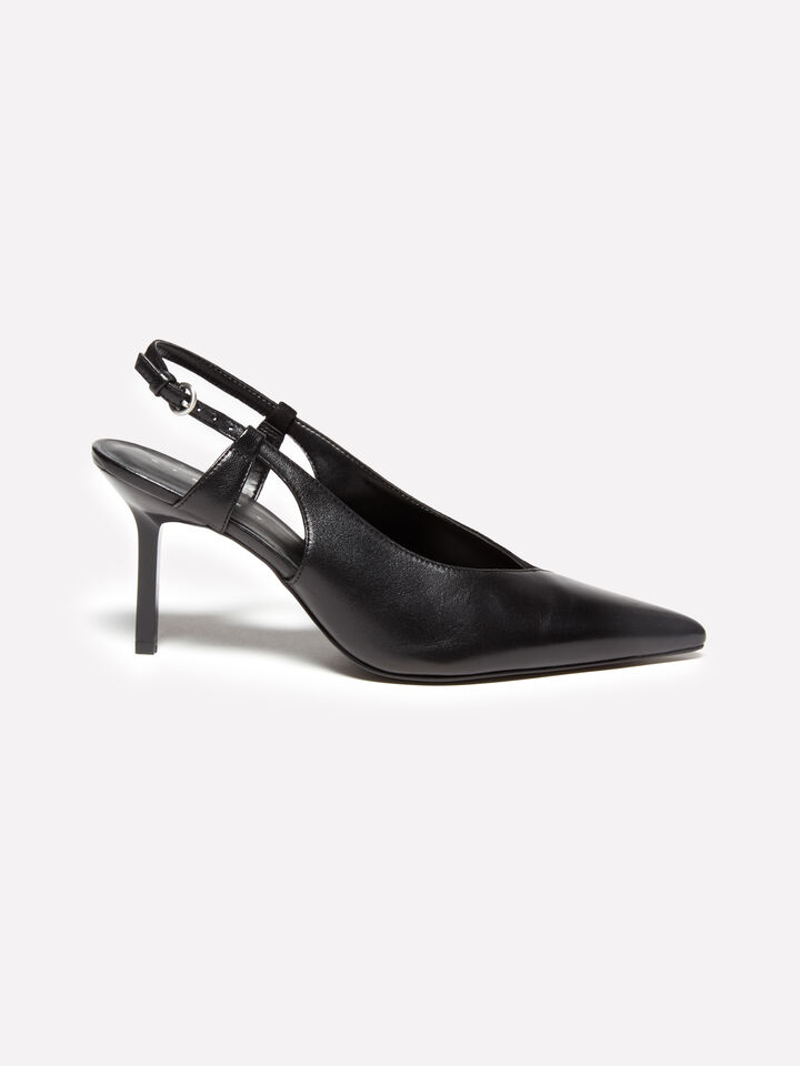 Black slingbacks in 100% leather - women's heels - Black | Sisley image number 2